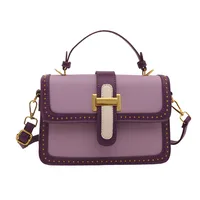 Women's Small Pu Leather Color Block Streetwear Square Magnetic Buckle Shoulder Bag Handbag Crossbody Bag sku image 3
