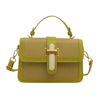 Women's Small Pu Leather Color Block Streetwear Square Magnetic Buckle Shoulder Bag Handbag Crossbody Bag sku image 2