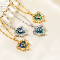 Wholesale Jewelry Elegant Cute Shiny Heart Shape 304 Stainless Steel Copper Zircon K Gold Plated Rhodium Plated Inlay Pendant Necklace main image 2