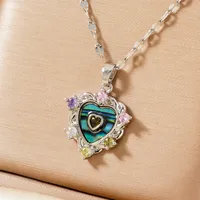 Wholesale Jewelry Elegant Cute Shiny Heart Shape 304 Stainless Steel Copper Zircon K Gold Plated Rhodium Plated Inlay Pendant Necklace main image 4