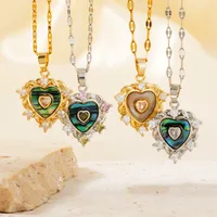 Wholesale Jewelry Elegant Cute Shiny Heart Shape 304 Stainless Steel Copper Zircon K Gold Plated Rhodium Plated Inlay Pendant Necklace main image 3