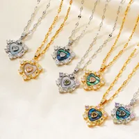 Wholesale Jewelry Elegant Cute Shiny Heart Shape 304 Stainless Steel Copper Zircon K Gold Plated Rhodium Plated Inlay Pendant Necklace main image 1