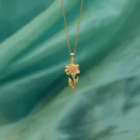 Copper 18K Gold Plated Inlay Sunflower Zircon Pendant Necklace main image 2