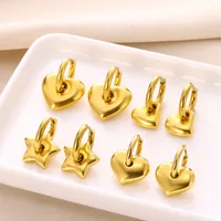 1 Pair Casual Simple Style Streetwear Heart Shape 304 Stainless Steel 18K Gold Plated Earrings main image 1