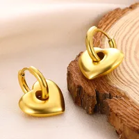 1 Pair Casual Simple Style Streetwear Heart Shape 304 Stainless Steel 18K Gold Plated Earrings main image 4