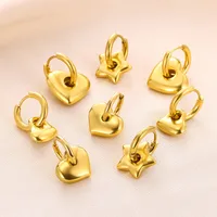 1 Pair Casual Simple Style Streetwear Heart Shape 304 Stainless Steel 18K Gold Plated Earrings main image 3