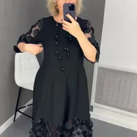Women's Regular Dress Elegant Round Neck 3/4 Length Sleeve Circle Solid Color Midi Dress Casual Daily main image 2