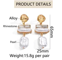 1 Pair Elegant Streetwear Geometric Irregular Imitation Pearl Alloy Rhinestones Drop Earrings main image 2