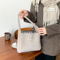 Women's Knit Solid Color Vintage Style Classic Style Square Open Handbag main image 2