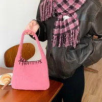 Women's Knit Solid Color Vintage Style Classic Style Square Open Handbag main image 1