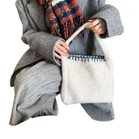 Women's Knit Solid Color Vintage Style Classic Style Square Open Handbag main image 5