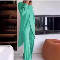 Casual Women's Simple Style Solid Color Spandex Polyester Pants Sets Pants Sets main image 4