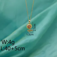Copper 18K Gold Plated Inlay Sunflower Zircon Pendant Necklace sku image 5