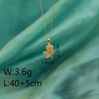 Copper 18K Gold Plated Inlay Sunflower Zircon Pendant Necklace sku image 2