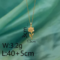 Copper 18K Gold Plated Inlay Sunflower Zircon Pendant Necklace sku image 3