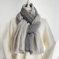 Unisex Retro Color Block Cotton Tassel Scarf sku image 8