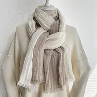 Unisex Retro Color Block Cotton Tassel Scarf sku image 9