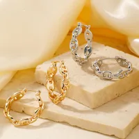 1 Pair Glam Simple Style Shiny Geometric Inlay Copper Zircon K Gold Plated Earrings main image 5
