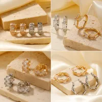 1 Pair Glam Simple Style Shiny Geometric Inlay Copper Zircon K Gold Plated Earrings main image 1
