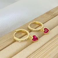 1 Pair Sweet Simple Style Heart Shape Plating Inlay Copper Zircon Zircon Drop Earrings main image 3