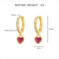 1 Pair Sweet Simple Style Heart Shape Plating Inlay Copper Zircon Zircon Drop Earrings main image 2