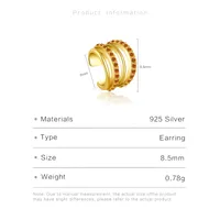 1 Piece 18K Gold Plated 925 Sterling Silver Zircon Geometric Ear Cuffs main image 2