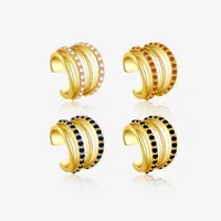 1 Piece 18K Gold Plated 925 Sterling Silver Zircon Geometric Ear Cuffs main image 1