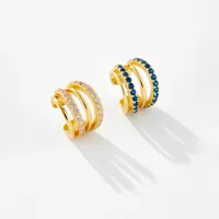 1 Piece 18K Gold Plated 925 Sterling Silver Zircon Geometric Ear Cuffs main image 6