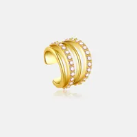 1 Piece 18K Gold Plated 925 Sterling Silver Zircon Geometric Ear Cuffs sku image 1