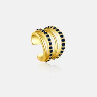 1 Piece 18K Gold Plated 925 Sterling Silver Zircon Geometric Ear Cuffs sku image 3