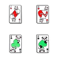 Cartoon Style Cute Poker Panda Cat Alloy Stamping Stoving Varnish Plating Unisex Brooches Collar Pin main image 9