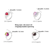 White Gold Plated 925 Sterling Silver Zircon Geometric Open Rings main image 2