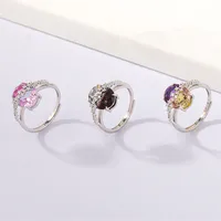 White Gold Plated 925 Sterling Silver Zircon Geometric Open Rings main image 4