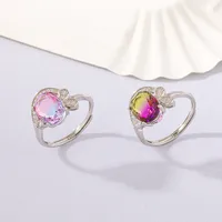 White Gold Plated 925 Sterling Silver Zircon Geometric Open Rings main image 3