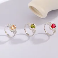 White Gold Plated 925 Sterling Silver Zircon Geometric Open Rings main image 1