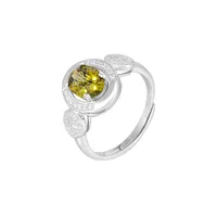 White Gold Plated 925 Sterling Silver Zircon Geometric Open Rings sku image 8