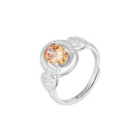 White Gold Plated 925 Sterling Silver Zircon Geometric Open Rings sku image 10