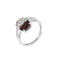 White Gold Plated 925 Sterling Silver Zircon Geometric Open Rings sku image 4