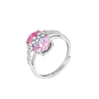 White Gold Plated 925 Sterling Silver Zircon Geometric Open Rings sku image 5