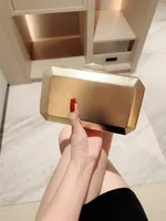 Gold Silver Pu Leather Solid Color Square Evening Bags main image 3