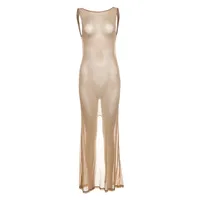 Women's Bodycon Dress Vacation Sexy Boat Neck Backless Sleeveless Glittery Solid Color Maxi Long Dress Holiday Party sku image 3