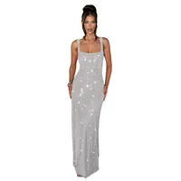 Women's Sequin Dress Elegant Sexy Strap Sequins Hollow Out Sleeveless Glittery Maxi Long Dress Banquet Cocktail Party main image 3