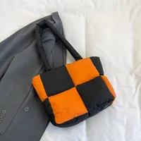 Women's Medium Nylon Color Block Vacation Square Zipper Shoulder Bag sku image 1
