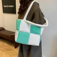Women's Medium Nylon Color Block Vacation Square Zipper Shoulder Bag main image 2