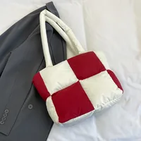 Women's Medium Nylon Color Block Vacation Square Zipper Shoulder Bag sku image 4