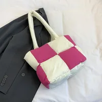 Women's Medium Nylon Color Block Vacation Square Zipper Shoulder Bag sku image 5