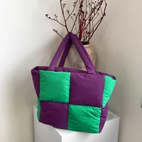 Women's Medium Nylon Color Block Vacation Square Zipper Shoulder Bag main image 5