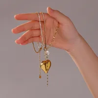 Wholesale Jewelry Simple Style Streetwear Heart Shape Titanium Steel Plating Pendant Necklace main image 1