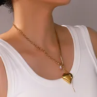 Wholesale Jewelry Simple Style Streetwear Heart Shape Titanium Steel Plating Pendant Necklace main image 2