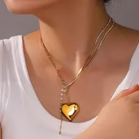 Wholesale Jewelry Simple Style Streetwear Heart Shape Titanium Steel Plating Pendant Necklace main image 4